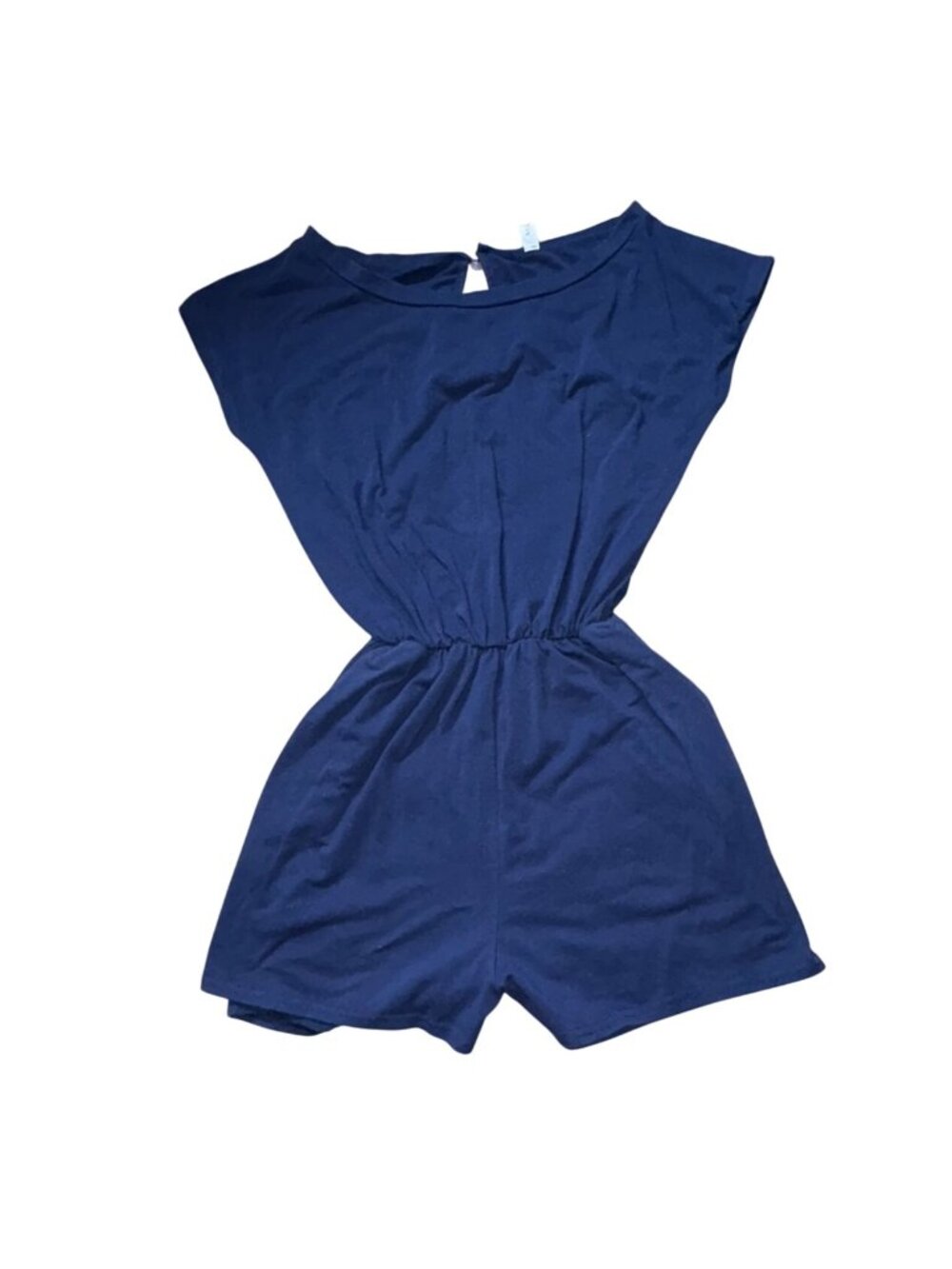 Boutique Womens Light Weight Short Sleeve Romper=Navy Blue-Size M-GUC